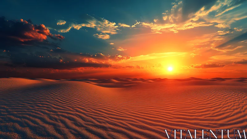 Radiant aeolian dunes under high-saturation spectral sunset.