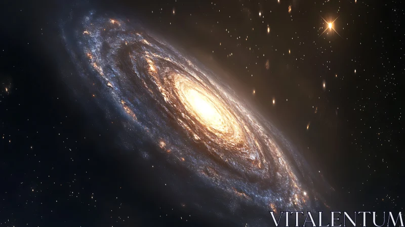 Spiraling starlit galaxy glowing softly in the quiet dark.