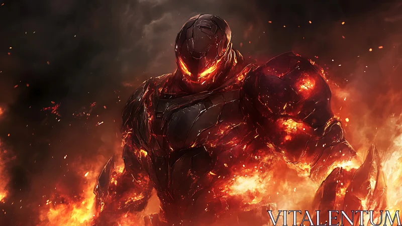 Volcanic exoskeletal warform emerging from incendiary vortex.