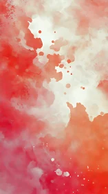 Red and white abstract watercolor wash with splatter forms.