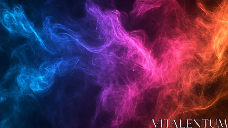 Colorful vapor plumes form intersecting gradients across frame