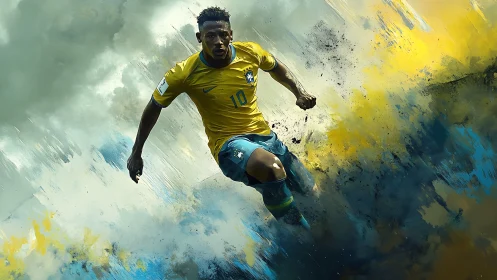 Electric sprint through swirling clouds of football color.