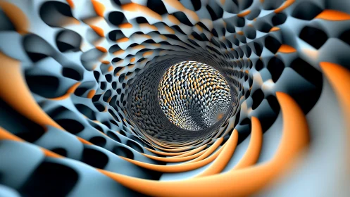 Parametric tunnel of tessellated forms with radial depth-of-field