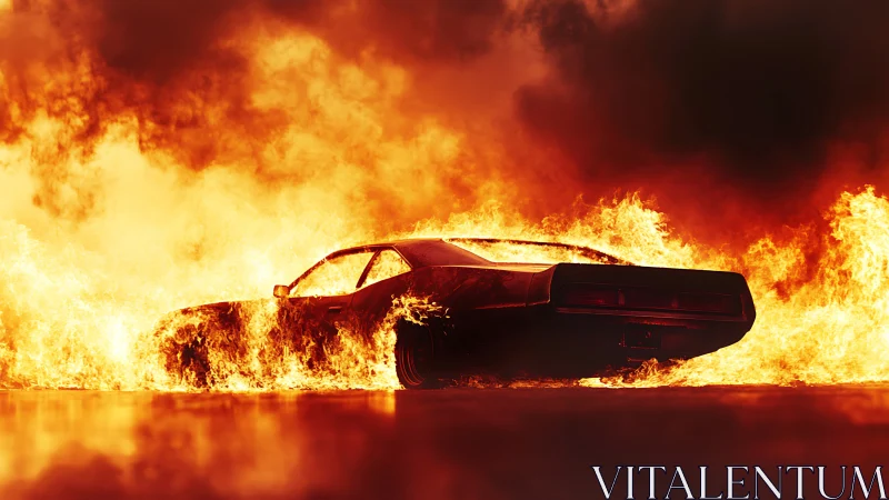 Car Engulfed in Massive Flames and Inferno.