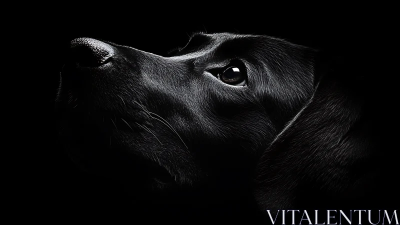 High-contrast canine portrait isolates profile in deep black