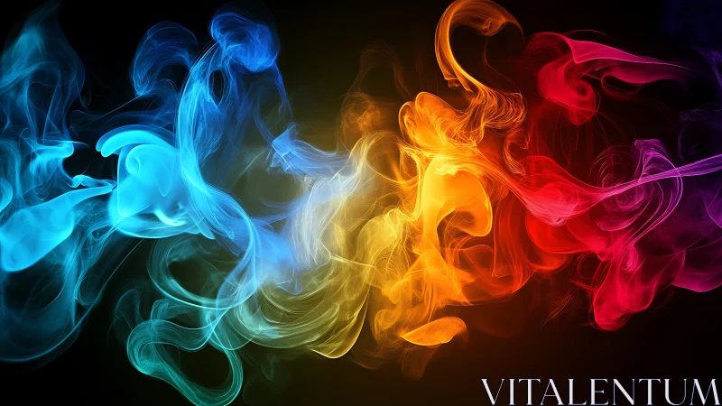 Colorful swirling smoke dance in a glowing rainbow dream.