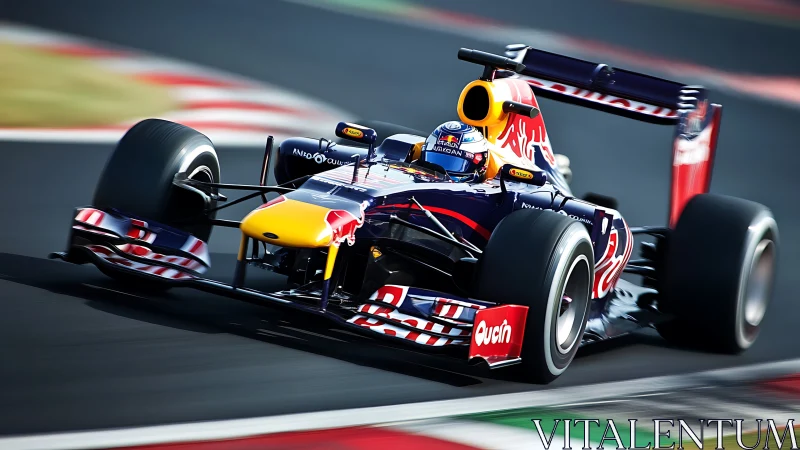 High-speed Formula car cornering with pronounced motion blur and aero detail