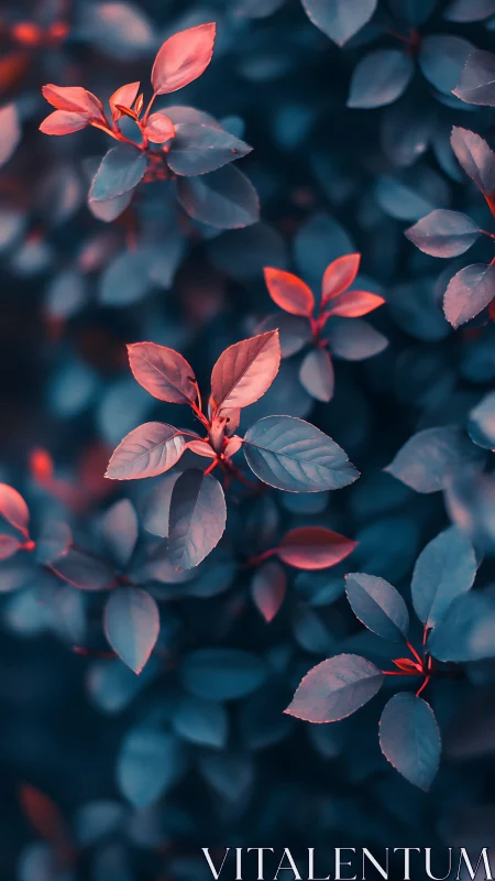 Bokeh-isolated foliage with teal-orange chromatic split-toning.