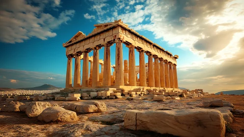 Sunlit Parthenon dreaming above Athens’ stone sea.