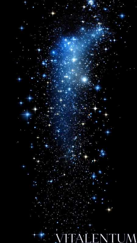 Vertical stellar stream rendered as dense blue particle field