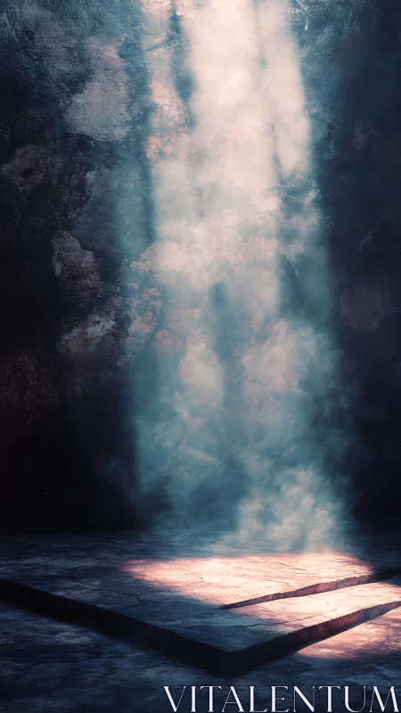 Soft light spilling onto quiet stone steps in shadowed air.