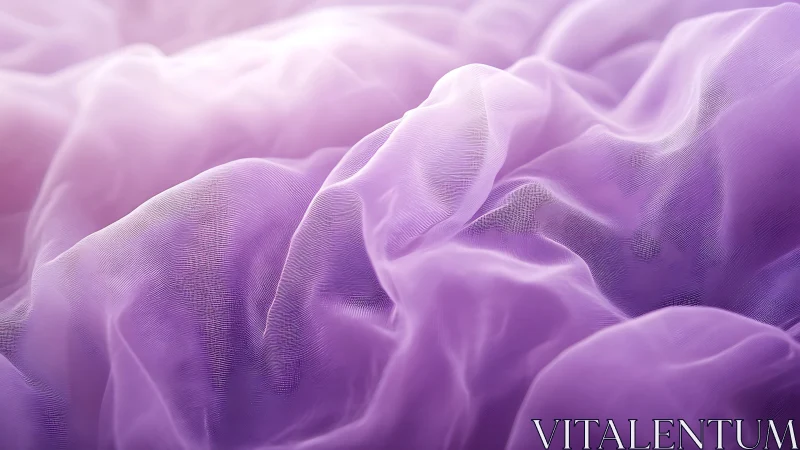 Soft lilac sheer fabric forms undulating translucent folds