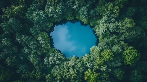 Aerial Lake Clearing: Drone Photography of Forest Void.