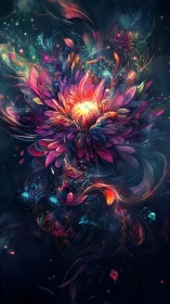 Cosmic bloom erupts with luminous petals in swirling nebula