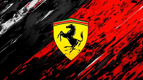 Prancing stallion bursts through storm of red and shadow speed