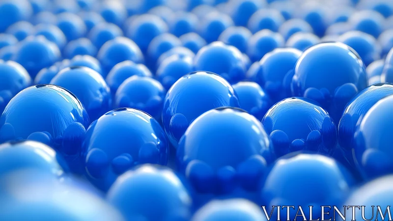 Glossy blue bubbles crowd a dreamy macro horizon.