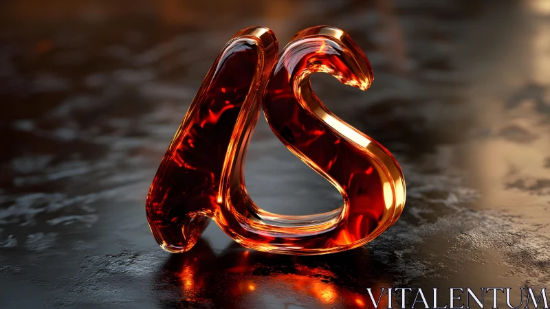 Glossy Amber "AS" Letters in Modern 3D Style on Dark Surface.