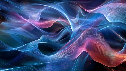 Glowing ribbons of color drift through a dreamy digital sky.