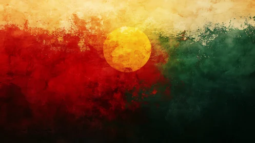 Textured abstract sunset with radial focal composition design.