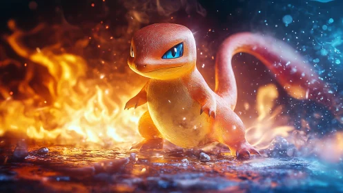 Flames Dance in Wonder: A Fire-Type Friend.