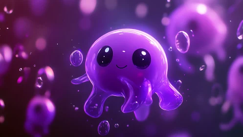 Glow-bubble jelly friend drifting through neon dream tides.