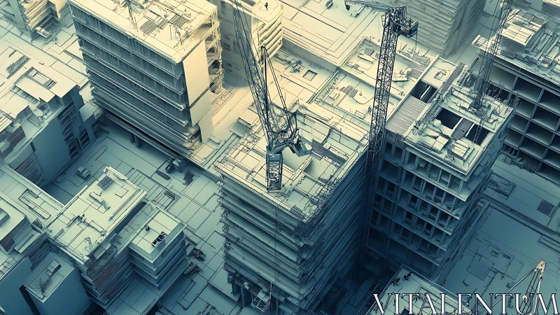 Urban Construction: Modern Cranes Rising Over City Skyline