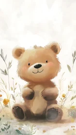Sunlit meadow bear practices the gentle art of quiet joy