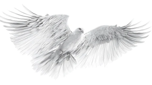 White Dove in Flight, Elegant Minimalist Digital Art Style.