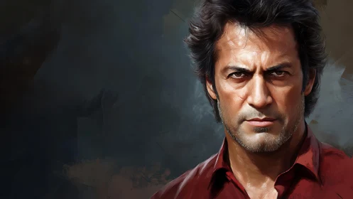 Digital painting portrait with dramatic chiaroscuro focus.