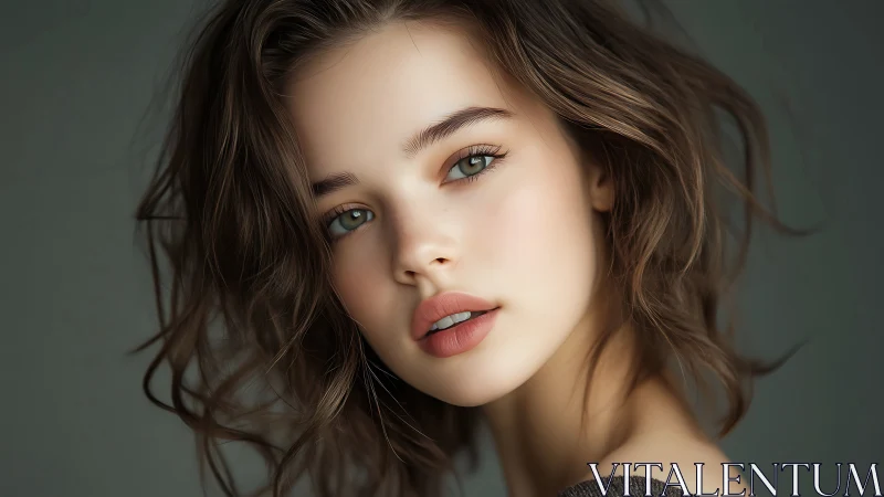 Softly lit digital portrait of young woman in profile.