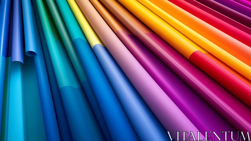 Cylindrical gradient panels form a radial chromatic spectrum array