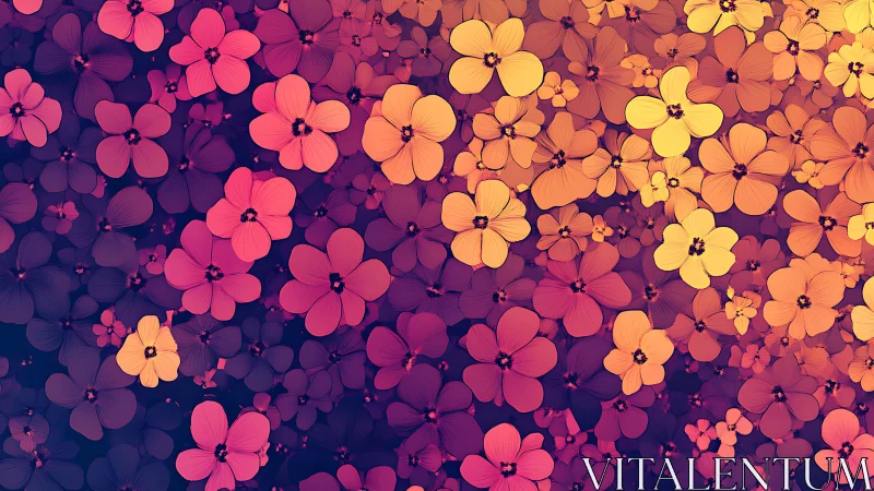 Colorful Bloom Cascade: Where Purple Meets Golden Light.