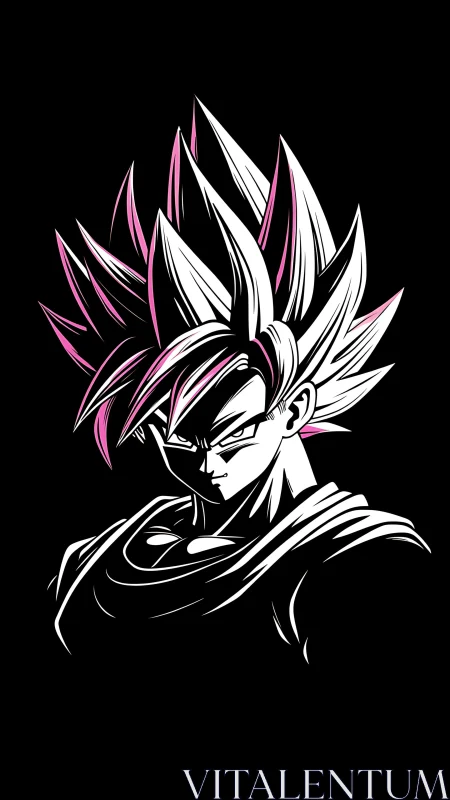 Stylized anime warrior bust with high-contrast outline.