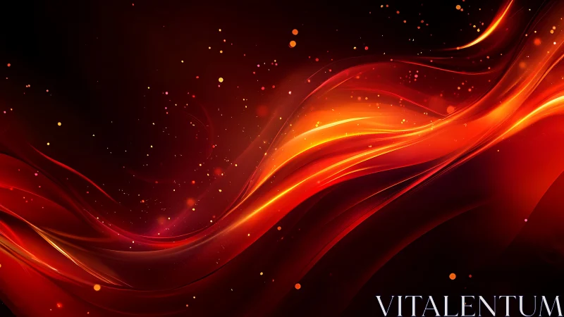 Abstract flowing light trails over dark background.