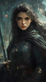 Stormlit warrior gazes ahead with steady, courageous resolve