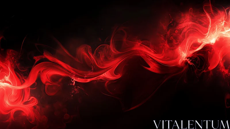 Crimson energy ribbon swirling across deep black void.