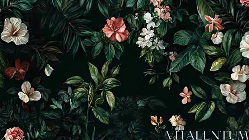 Midnight Garden Blooms Dance Across Verdant Canvas