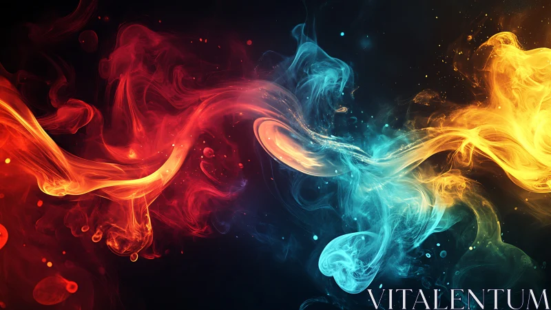 Glowing rivers of fire and ice swirl in a dreamy embrace.