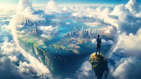 Dreamlike floating world city inviting bold new journeys.
