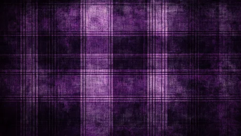 High-contrast purple tartan grid with textured grunge overlay