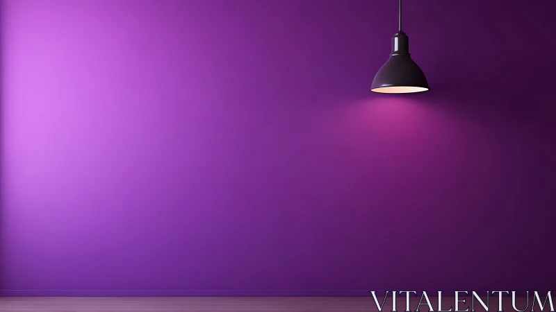 Purple wall under single pendant lamp with focused soft lighting