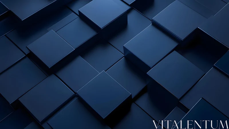 Dark blue 3D geometric cubes abstract background in modern style.