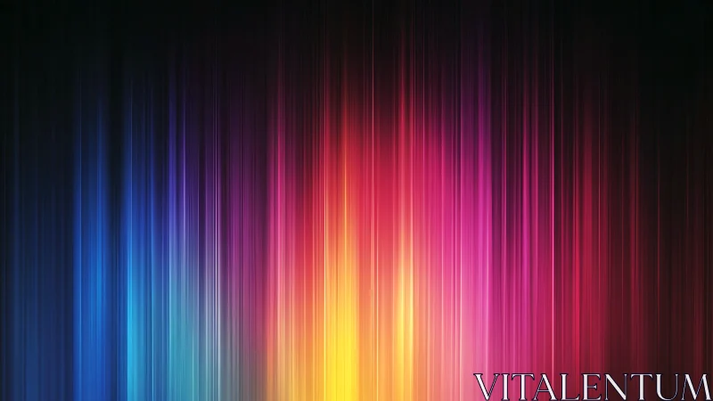 Vertical chromatic light streaks form a radiant spectral gradient