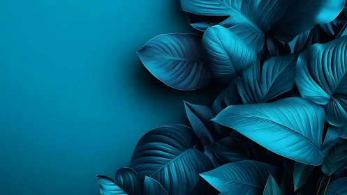 Cyan foliage cluster with high-contrast shading and negative space
