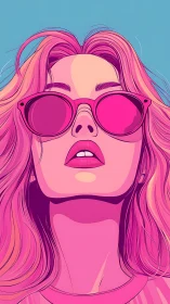 Sun-soaked neon daydream girl in candy-pink shades.