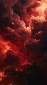 Volumetric crimson nebula clouds rendered in cinematic detail