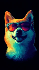 Cool neon dog portrait glows with playful cyber edge