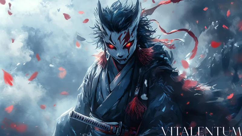 Fox-eyed ronin of the scarlet storm, wrapped in moonfire.