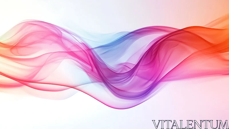 Chromatic translucent waveforms flow across minimal white field