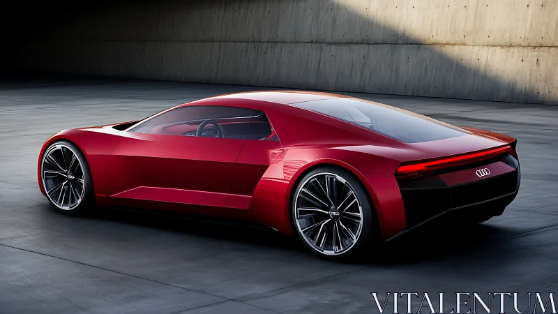 Red Audi concept coupe rendered in high-gloss 3D perspective